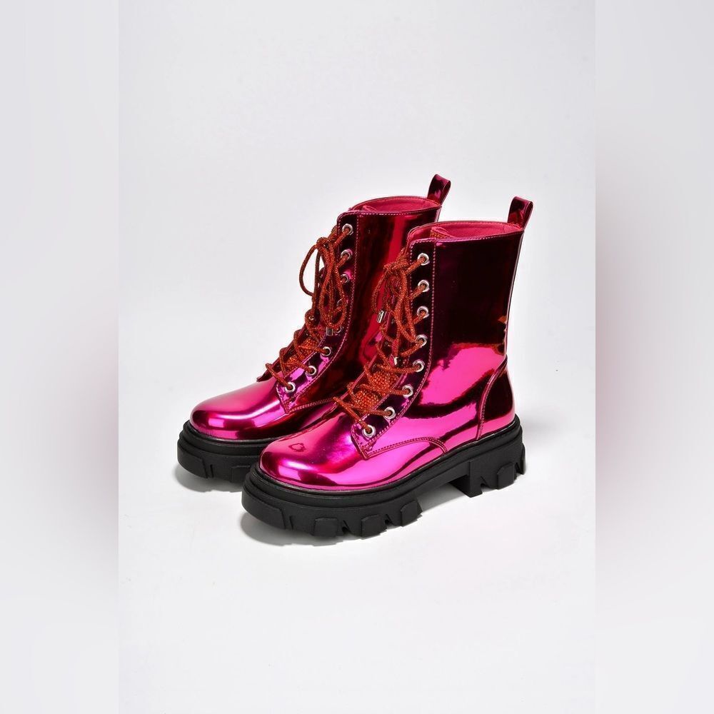 Cape Robbin Nunani Pink Combat Boots - Picture 3 of 5